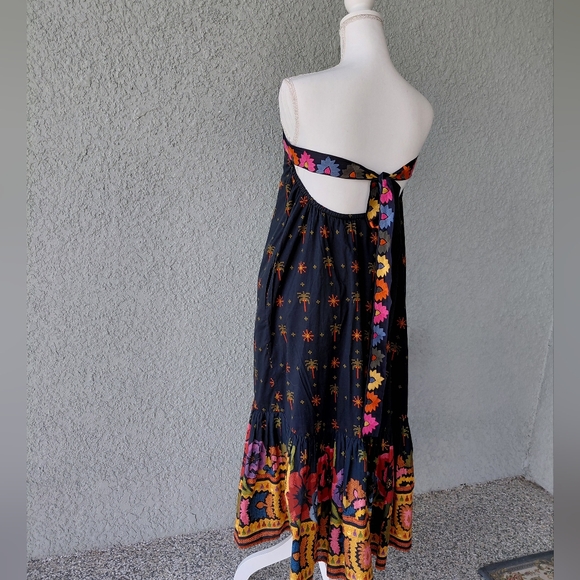 Farm Rio Embroidered Cutout / Strapless Ruffle Dress. - Picture 4 of 10